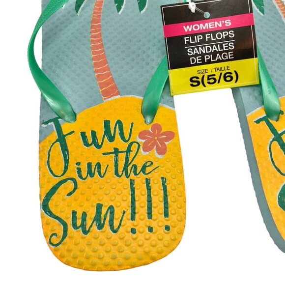 Flip Flops Fun in the Sun Small NEW Women's Beach Pool Camping Casual Summer - Picture 3 of 7